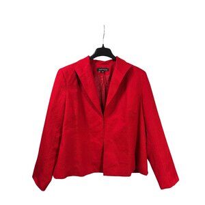 Anne Klein Red Textured Cotton Blend Blazer Jacket Womens Size 20W Lined